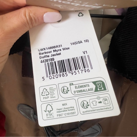 NWT Barbour Myra Waxed Cotton Duffle Jacket Coat in Brown - Picture 9 of 9